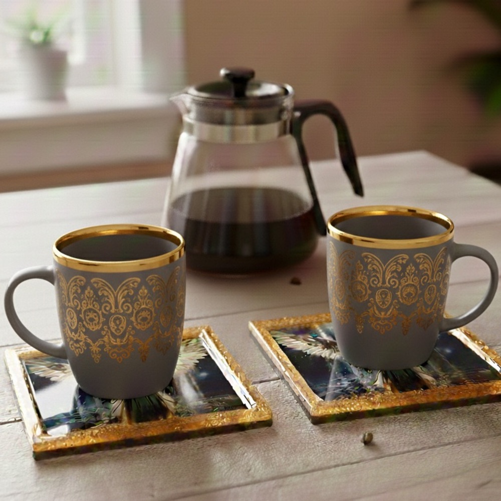 NORE’S NOVELTIES Set of 2 Handcrafted Square Coasters - Picture 4 of 4